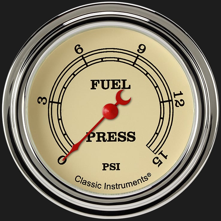 Classic Instruments VT345SLF Vintage 2 5/8" Fuel Pressure Gauge, 15 psi