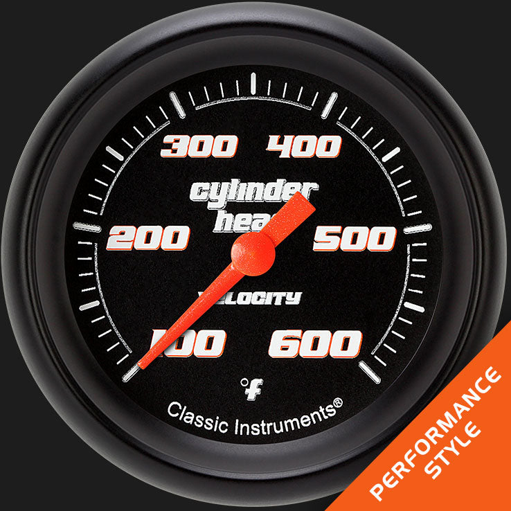 Classic Instruments VS397BBPF Velocity Black 2 5/8" Cylinder Head Temp. Gauge