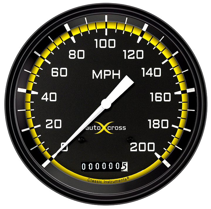 Classic Instruments AX56YBLF Autocross Yellow - Speedometer Gauge 4-5/8"