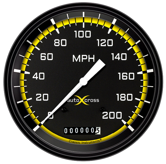 Classic Instruments AX56YBLF Autocross Yellow - Speedometer Gauge 4-5/8"
