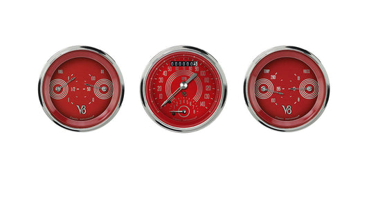 Classic Instruments V8RS34SHC V8 Red Steelie 3-3/8" Ultimate & 2 Duals