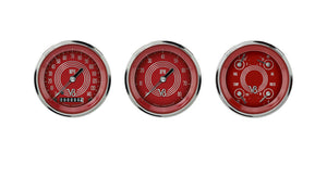 Classic Instruments V8RS03SHC V8 Red Steelie - 3 Gauge Set 3-3/8" Speedo, Tach & Dual