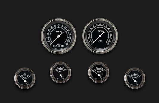 Classic Instruments TR01SLF Traditional - 6 Gauge Set 3-3/8" Speedo & Tacho, 2-1/18" Fuel, Oil, Temp, Volts