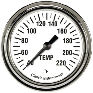 Classic Instruments WH329SLF White Hot 2 5/8" Stock Eliminator Temp. Gauge
