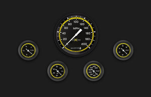 Classic Instruments AX154YBLF AutoCross Yellow Five Gauge Set 154