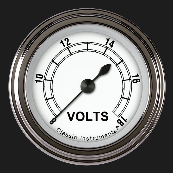 Classic Instruments CW130SLF Classic White - Volt Gauge Full Sweep 2-1/8"