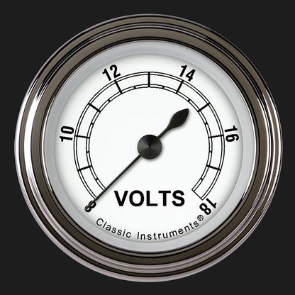 Classic Instruments CW130SLF Classic White - Volt Gauge Full Sweep 2-1/8"