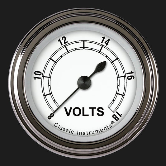 Classic Instruments CW130SLF Classic White - Volt Gauge Full Sweep 2-1/8"