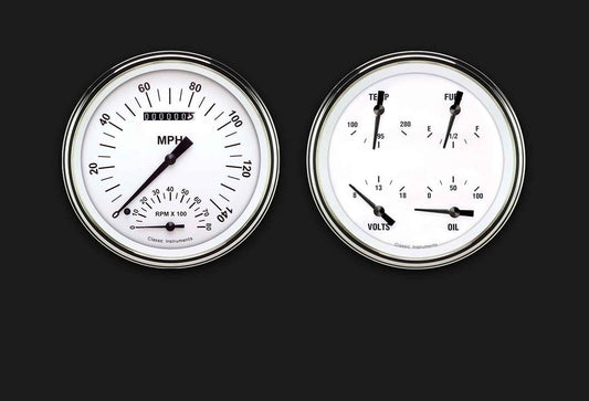 Classic Instruments WH62SLF White Hot - 2 Gauge Set 4-5/8" Speedtachular & Quad