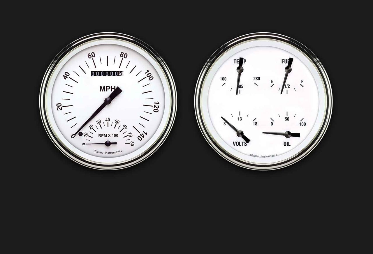 Classic Instruments WH62SLF White Hot - 2 Gauge Set 4-5/8" Speedtachular & Quad