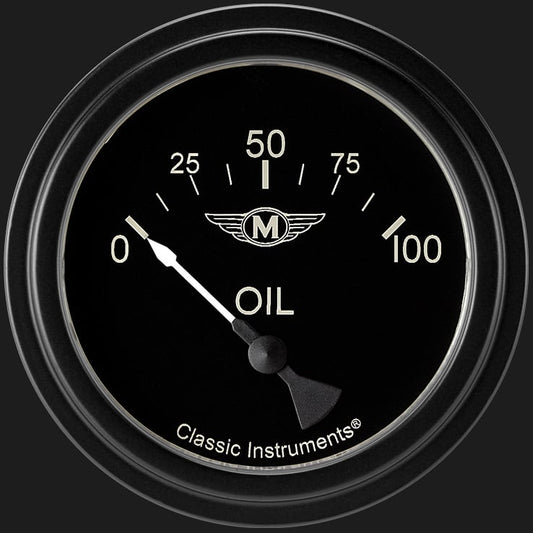 Classic Instruments MA281BLF Moal Bomber 2 5/8" Oil Pressure Gauge