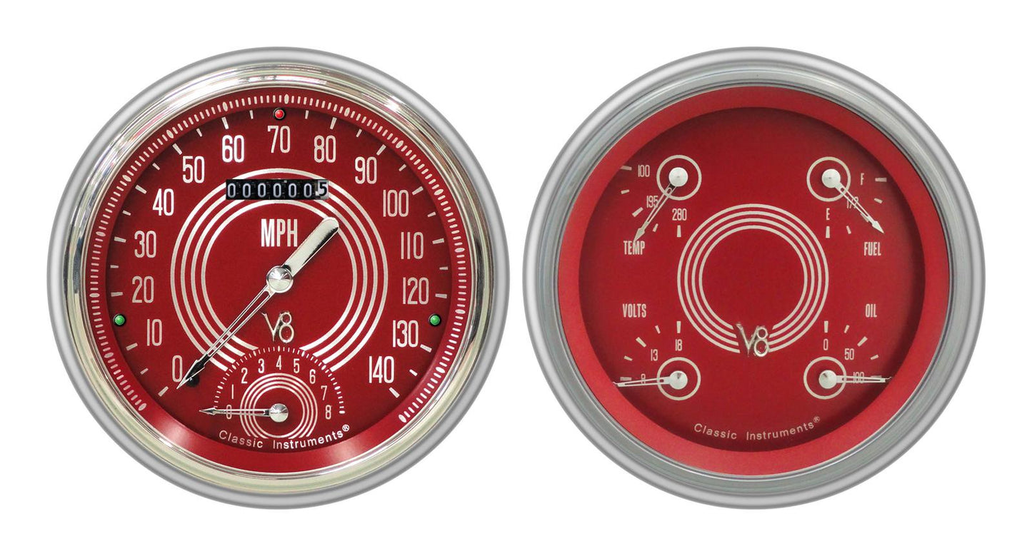 Classic Instruments CH51V8RS62-LS V8 Red Steelie 1951-52 Chevy Car Package LS Sending Unit