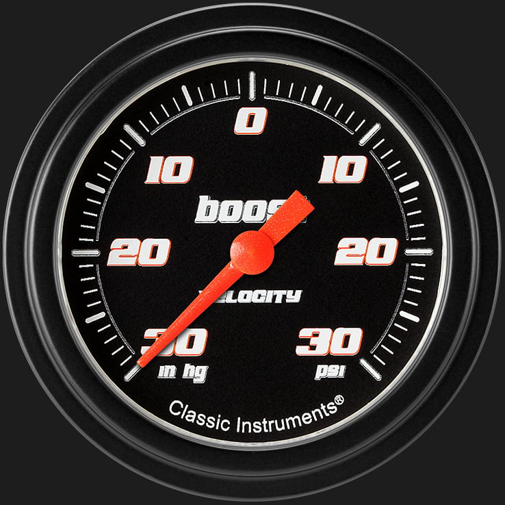 Classic Instruments VS341BBLF Velocity Black 2 5/8" Boost/Vac Gauge