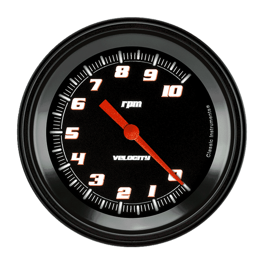 Classic Instruments VS10BBLF Velocity Black - Tachometer 10K RPM 3-3/8"