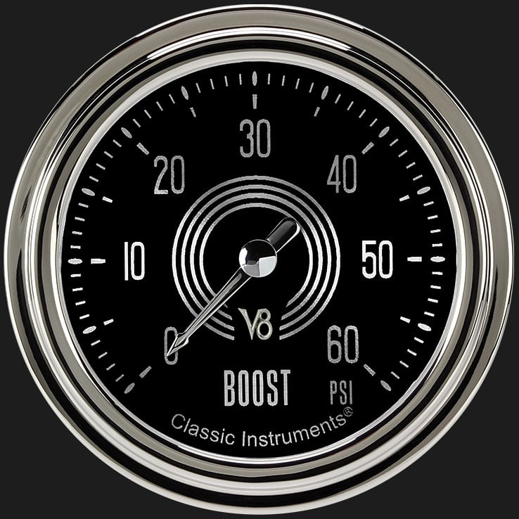 Classic Instruments V8SR343SLC V8 Speedster 2 5/8" Boost Gauge, 60 psi