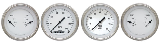 Classic Instruments WH05SLF White Hot - 4 Gauge Set 3-3/8" Speedo, Tacho & 2x Dual