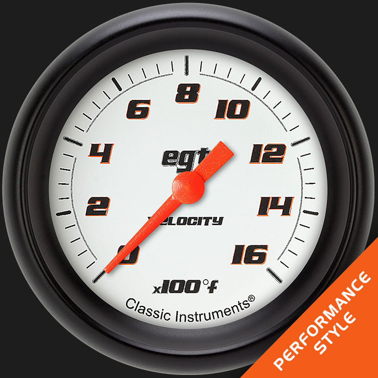 Classic Instruments VS398WBPF Velocity White 2 5/8" Exhaust Gas Temp. Gauge