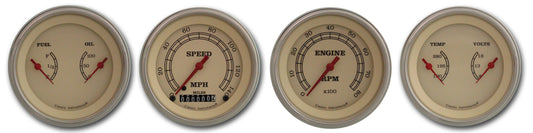 Classic Instruments VT05SLF Vintage - 4 Gauge Set 3-3/8" Speedo, Tacho & 2x Dual