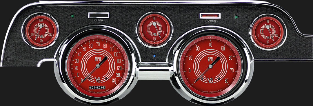 Classic Instruments MU67V8RS V8 Red Steelie 1967-68 Mustang