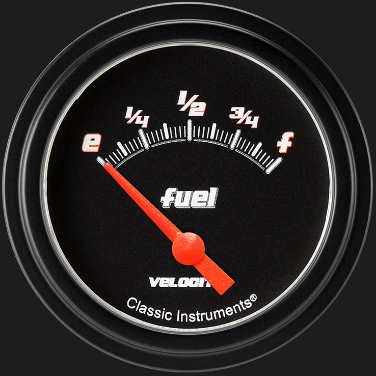 Classic Instruments VS214BBLF Velocity Black 2 5/8" Fuel Gauge, 0-30 ohm