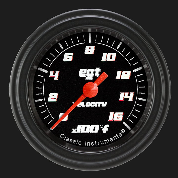 Classic Instruments VS198BBLF Velocity Black 2 1/8" Exhaust Gas Temp. Gauge