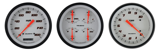 Classic Instruments VS53WBLF Velocity White w/ Black Bezel 4 - 5/8" Speedo & Tac