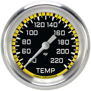 Classic Instruments AX329YAPF Autocross Yellow 2 5/8" Stock Eliminator Temp. Gauge