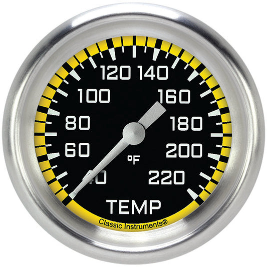 Classic Instruments AX329YAPF Autocross Yellow 2 5/8" Stock Eliminator Temp. Gauge
