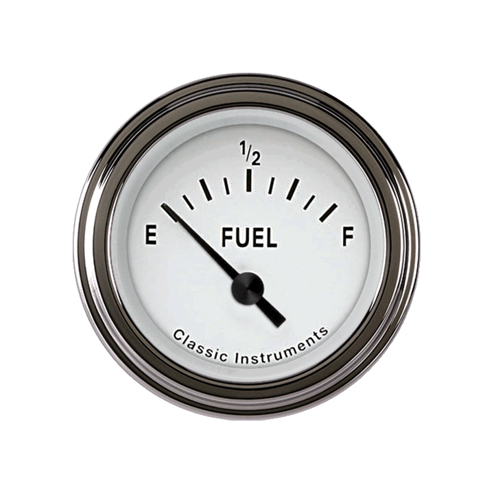 Classic Instruments TE14WSLF Tetra Series, White Fuel Gauge 0-30