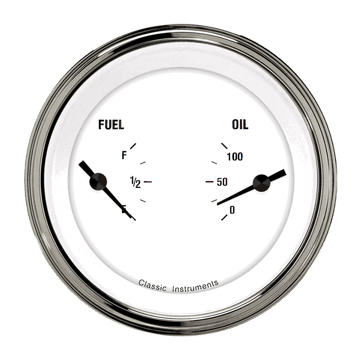Classic Instruments WH72SLF White Hot - Dual Gauge Oil & Fuel (240-33 OHM)