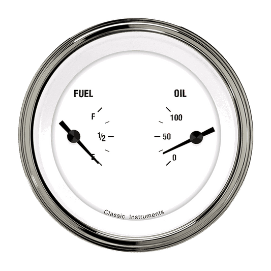 Classic Instruments WH72SLF White Hot - Dual Gauge Oil & Fuel (240-33 OHM)