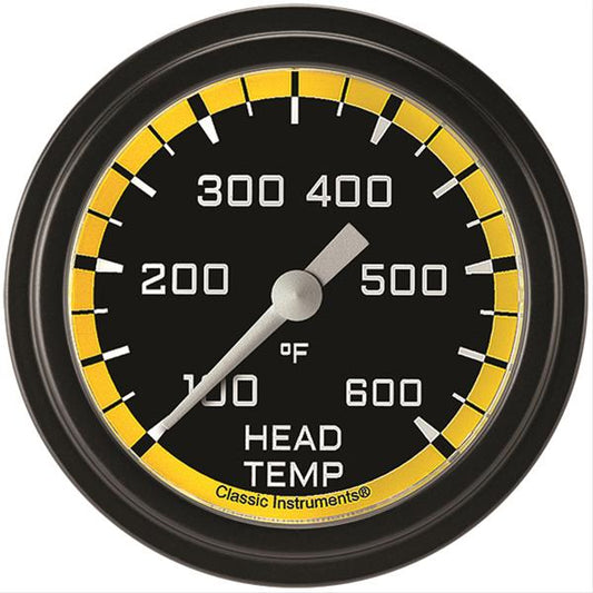 Classic Instruments AX397YBLF Autocross Yellow 2 5/8" Cylinder Head Temp. Gauge