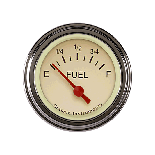 Classic Instruments TE09TSLF Tetra Series, Tan Fuel Gauge 240-33