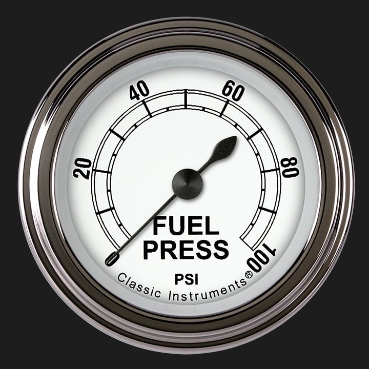 Classic Instruments CW146SLF Classic White 2-1/8" Full Sweep Fuel Pressure 100