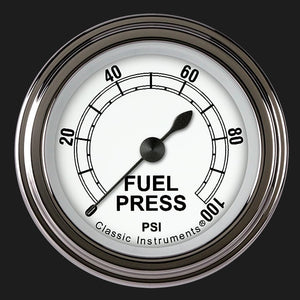 Classic Instruments CW146SLF Classic White 2-1/8" Full Sweep Fuel Pressure 100