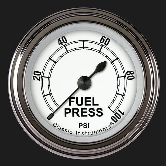 Classic Instruments CW146SLF Classic White 2-1/8" Full Sweep Fuel Pressure 100