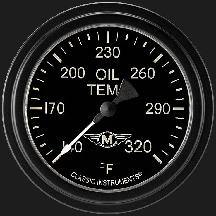 Classic Instruments MA328BLF Moal Bomber 2 5/8" Oil Temperature Gauge