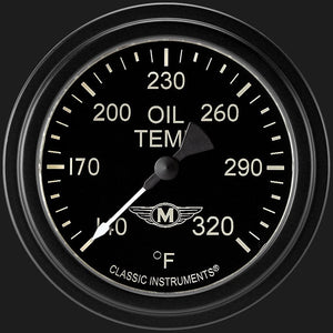 Classic Instruments MA328BLF Moal Bomber 2 5/8" Oil Temperature Gauge