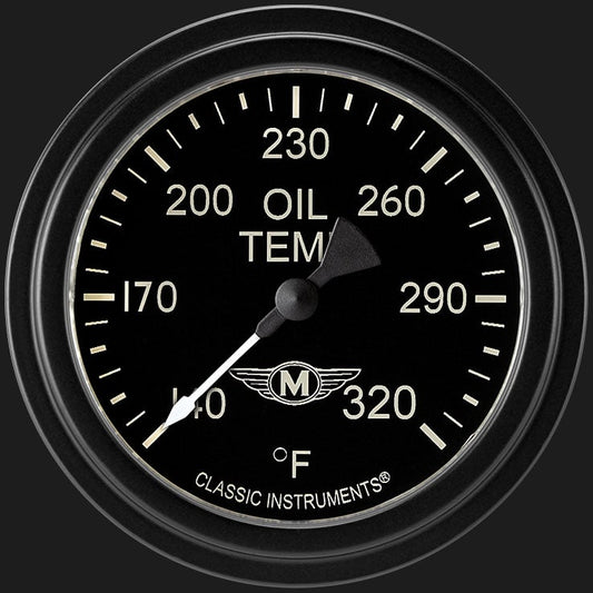 Classic Instruments MA328BLF Moal Bomber 2 5/8" Oil Temperature Gauge