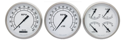 Classic Instruments CW53SLF Classic White 4 - 5/8" Speedo & Tach & Quad