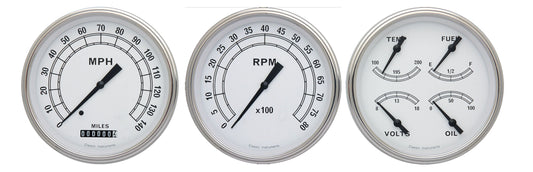 Classic Instruments CW53SLF Classic White 4 - 5/8" Speedo & Tach & Quad