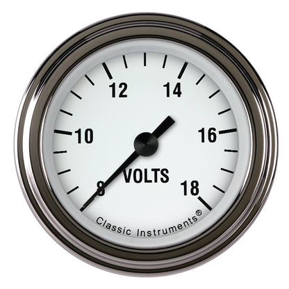 Classic Instruments | WH130SLF | White Hot - Volt Gauge Full Sweep 2-1/8"