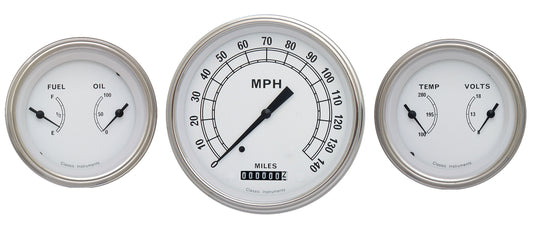 Classic Instruments CW64SLF Classic White - 3 Gauge Set 4-5/8" Speedo & 2x 3-3/8" Duals