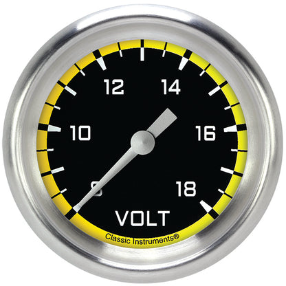 Classic Instruments AX330YAPF Autocross Yellow 2 5/8" Voltage Gauge