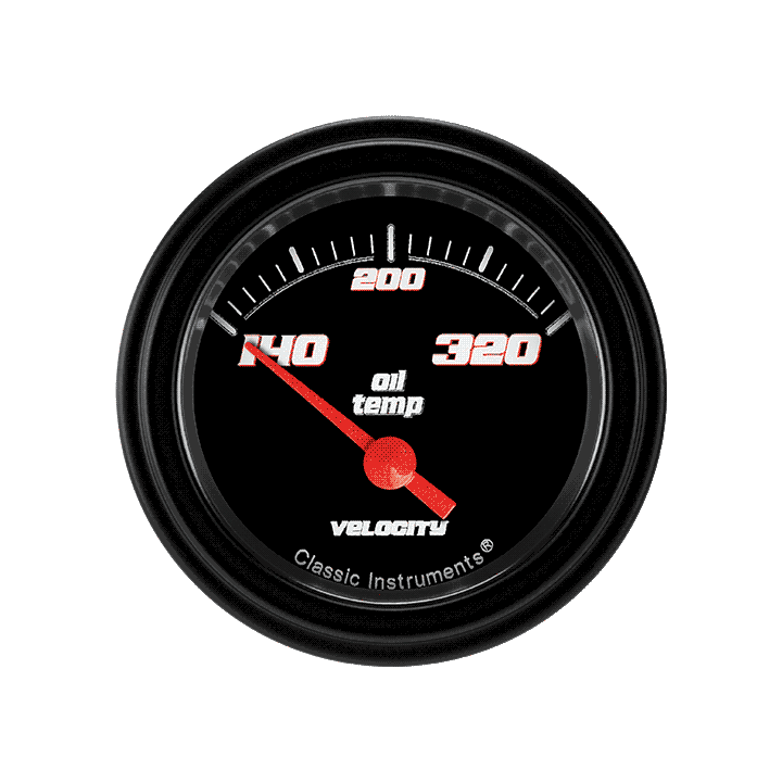 Classic Instruments VS28BBLF Velocity Black - Oil Temp Gauge 2-1/6"
