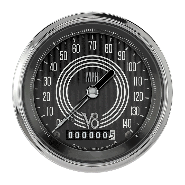 Classic Instruments V8SR55SHC V8 Speedster 3-3/8" Speedometer 140 MPH