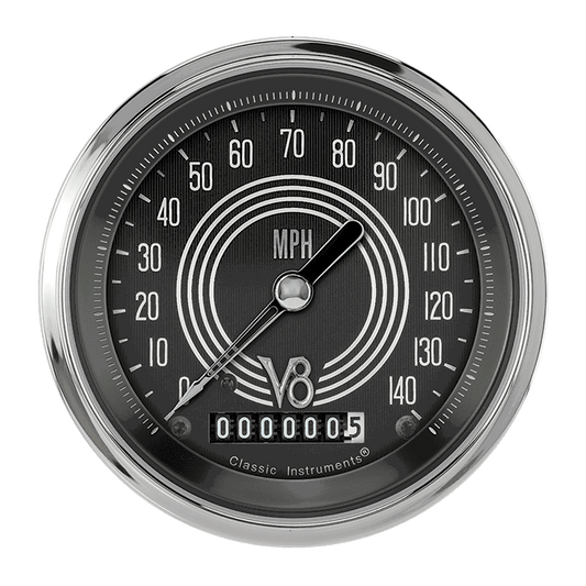 Classic Instruments V8SR55SHC V8 Speedster 3-3/8" Speedometer 140 MPH