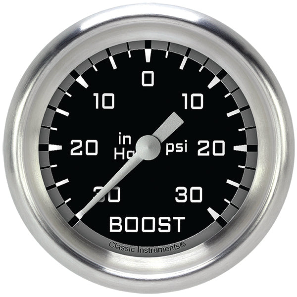 Classic Instruments AX341GAPF Autocross Gray 2 5/8" Boost/Vac Gauge