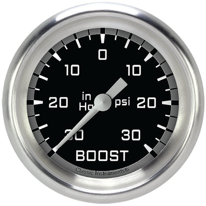 Classic Instruments AX341GAPF Autocross Gray 2 5/8" Boost/Vac Gauge