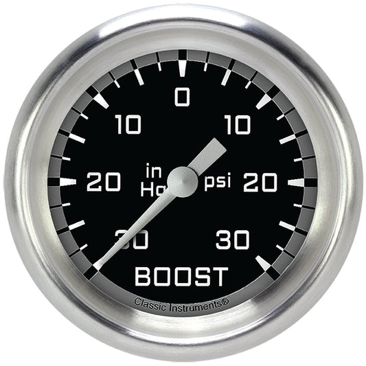 Classic Instruments AX341GAPF Autocross Gray 2 5/8" Boost/Vac Gauge